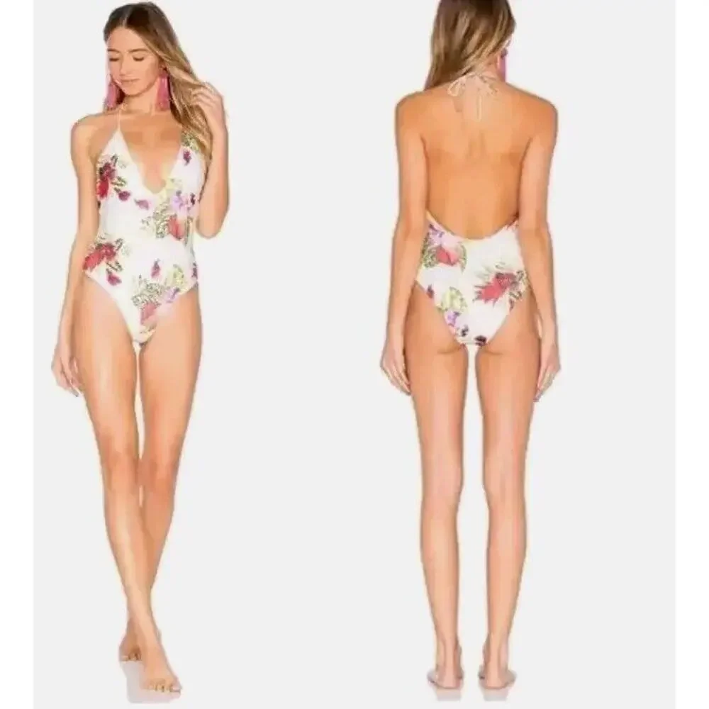 Privacy Please One Piece Swimsuit‎ Eloise Plunge Womens Large Floral REVOLVE